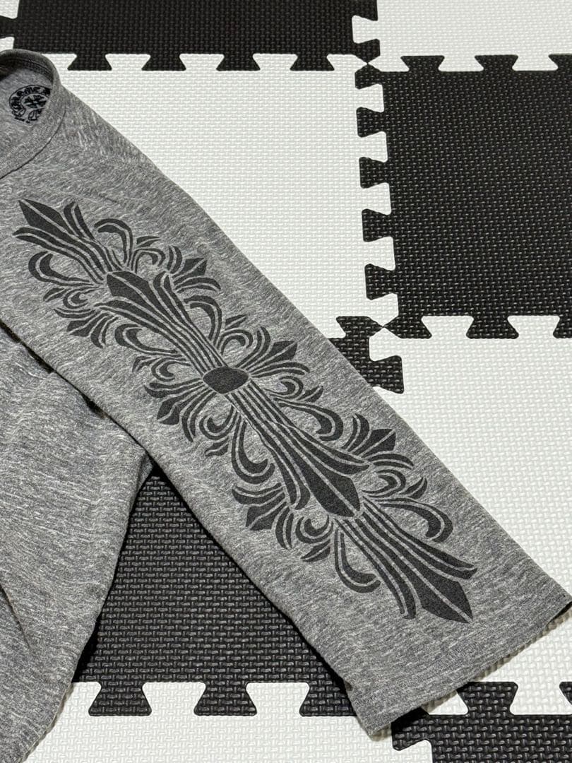 クロムハーツ 7分袖 ヘンリーネック Tシャツ メンズ　グレー