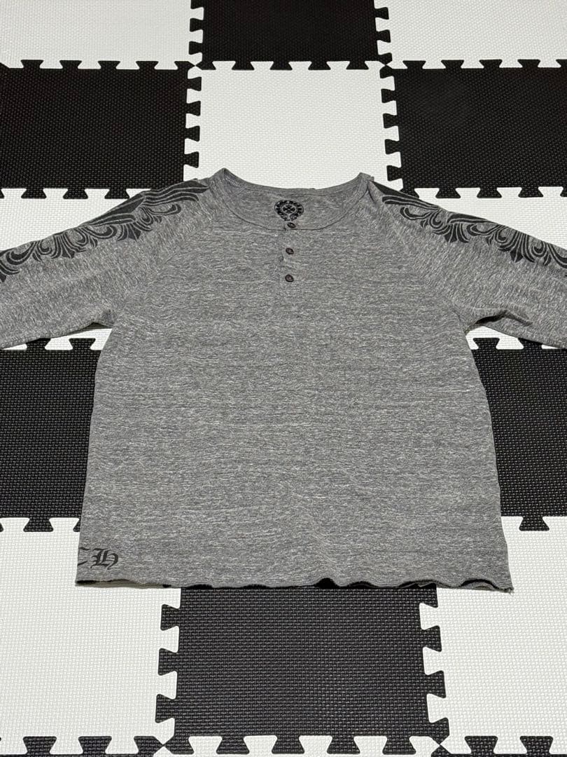 クロムハーツ 7分袖 ヘンリーネック Tシャツ メンズ　グレー