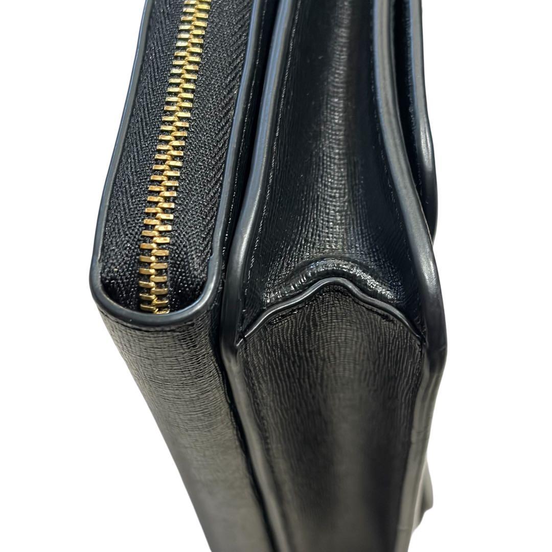 【極美品】フルラ ウォレットショルダーバッグ レザー 現行ロゴ　黒 リーヴァ