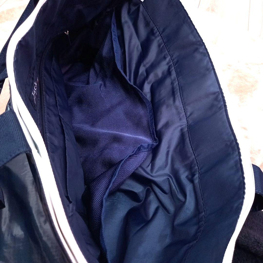 ジャックバニー　ボストンバッグ 男女兼用 ネイビー 光沢