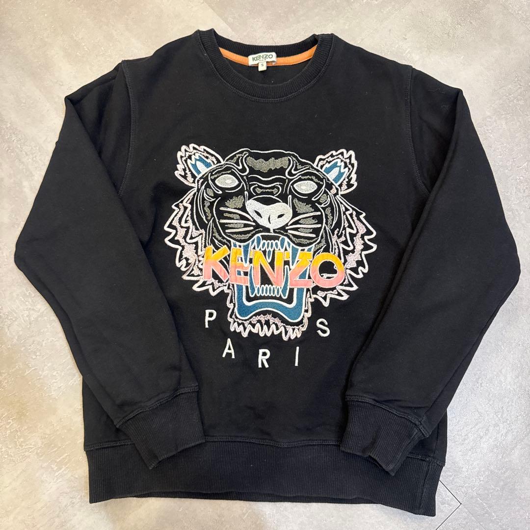 KENZO ブラック 刺繍 トレーナー
