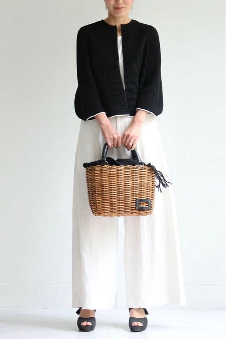 美品 ebagos エバゴス かごバッグ 新品未使用のリネンかぶせナチュラル付！