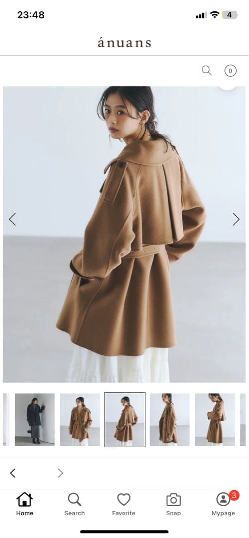 新品　未着用品リバーウールミドルトレンチコート　anuans CAMEL