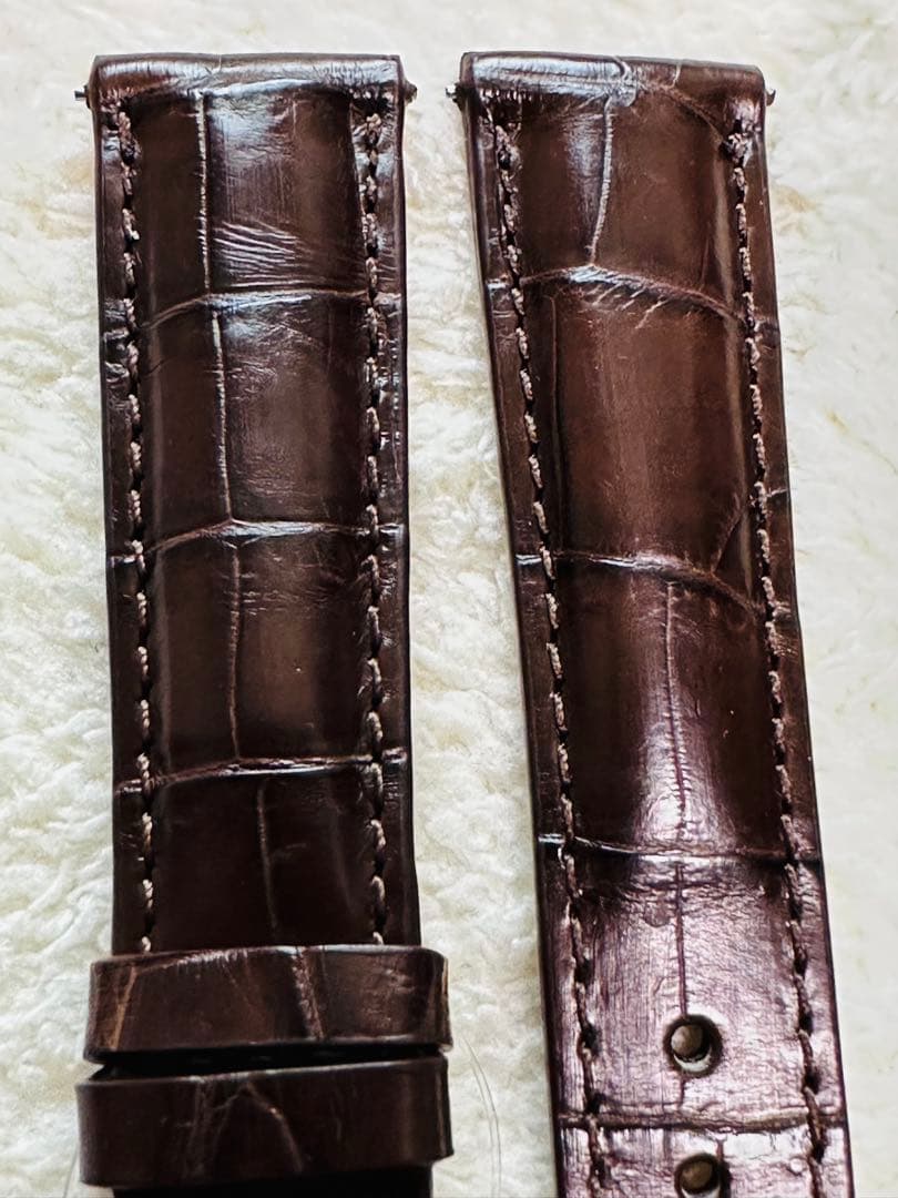 2011#19mm-16mmダークブラウン★本物クロコダイルベルト★スイス製