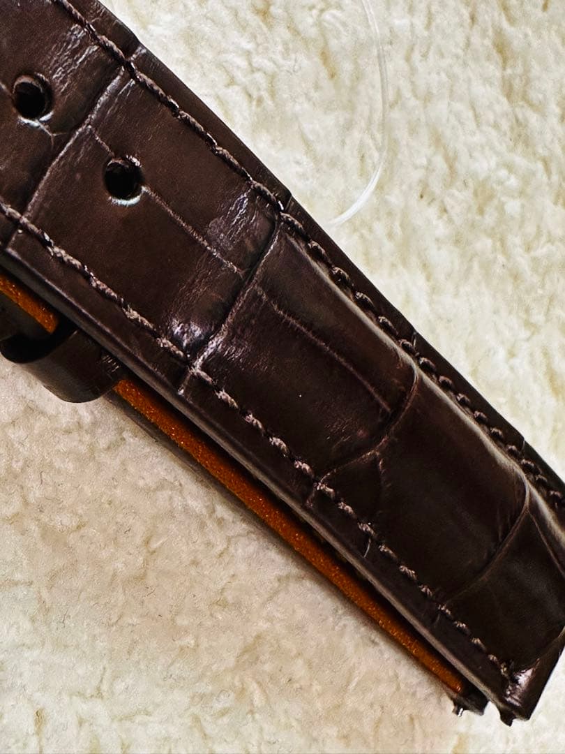 2011#19mm-16mmダークブラウン★本物クロコダイルベルト★スイス製