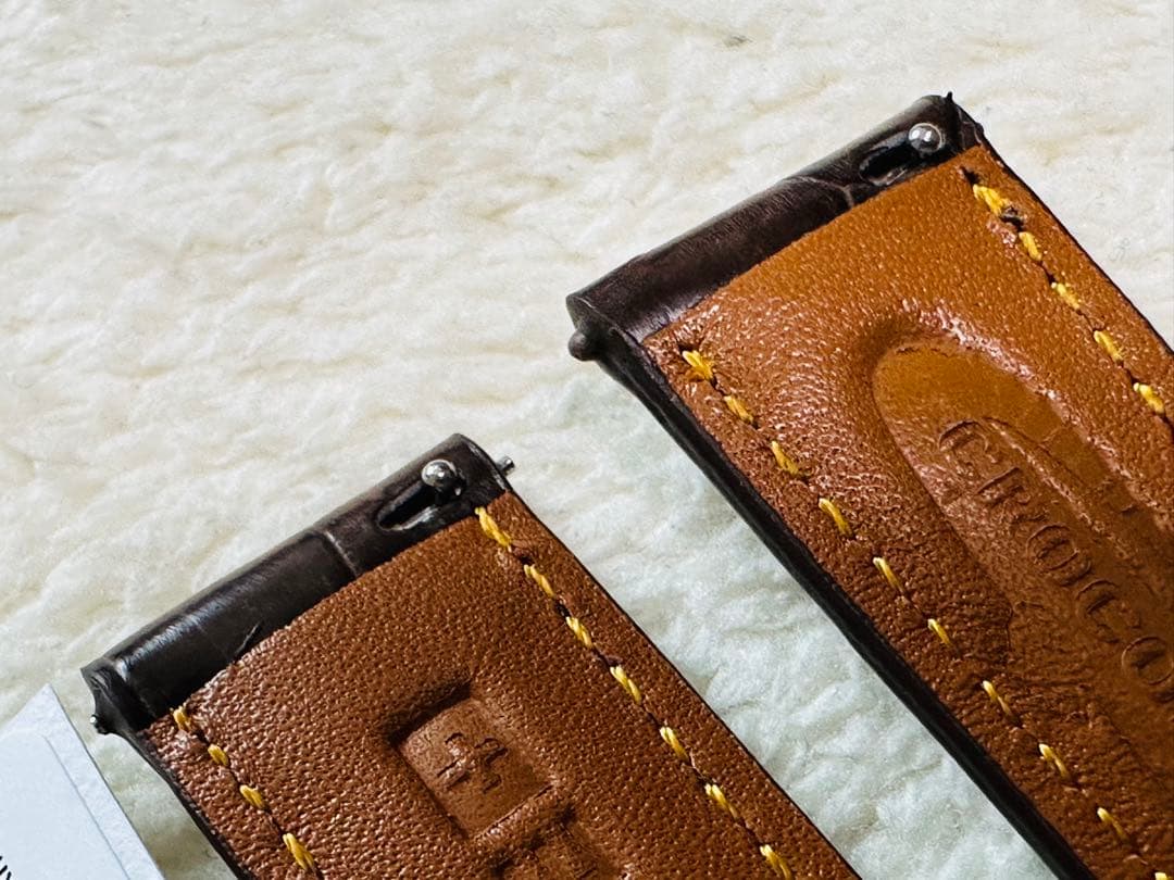 2011#19mm-16mmダークブラウン★本物クロコダイルベルト★スイス製