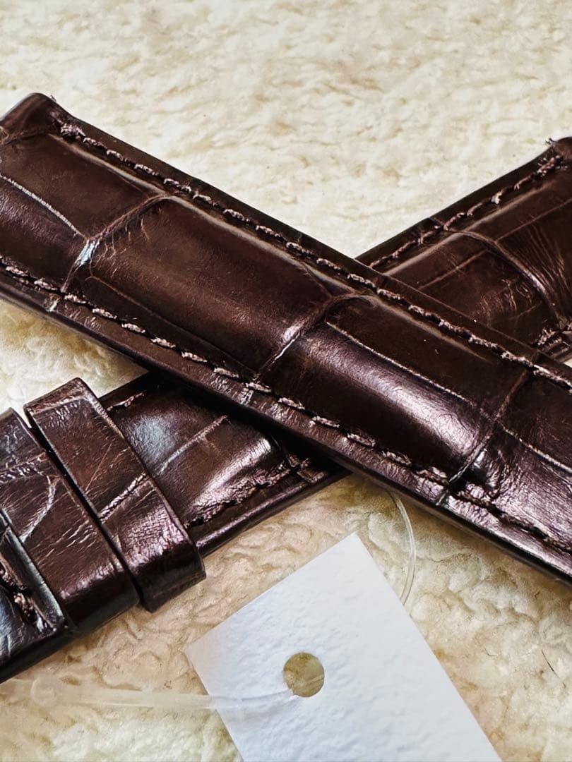 2011#19mm-16mmダークブラウン★本物クロコダイルベルト★スイス製