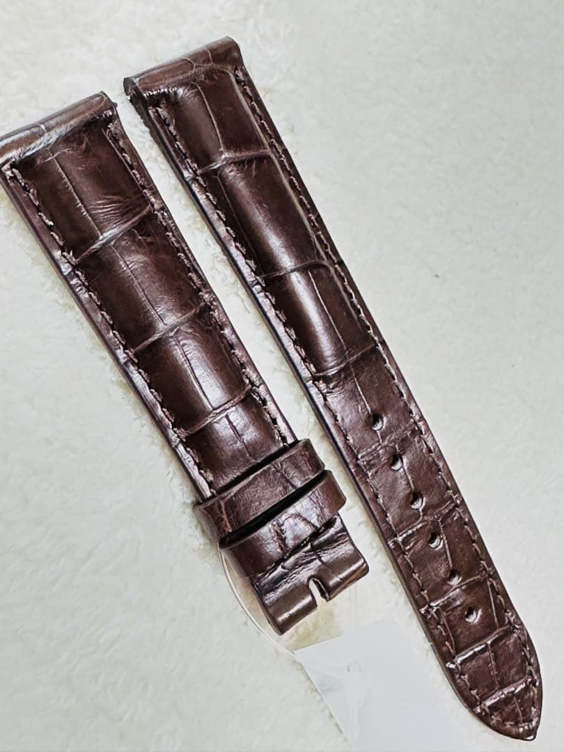 2011#19mm-16mmダークブラウン★本物クロコダイルベルト★スイス製