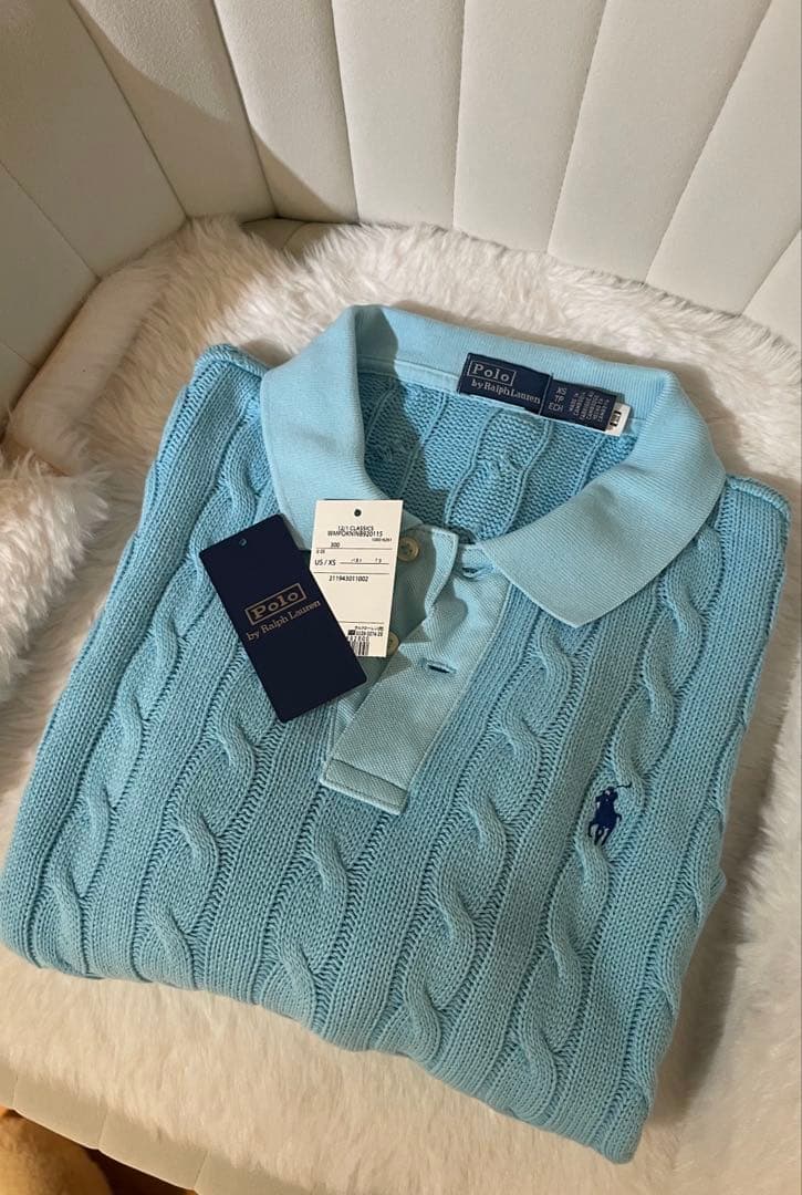 k*3様 【レア】Polo by RL ケーブルコットンロングスリーブポロシャツ
