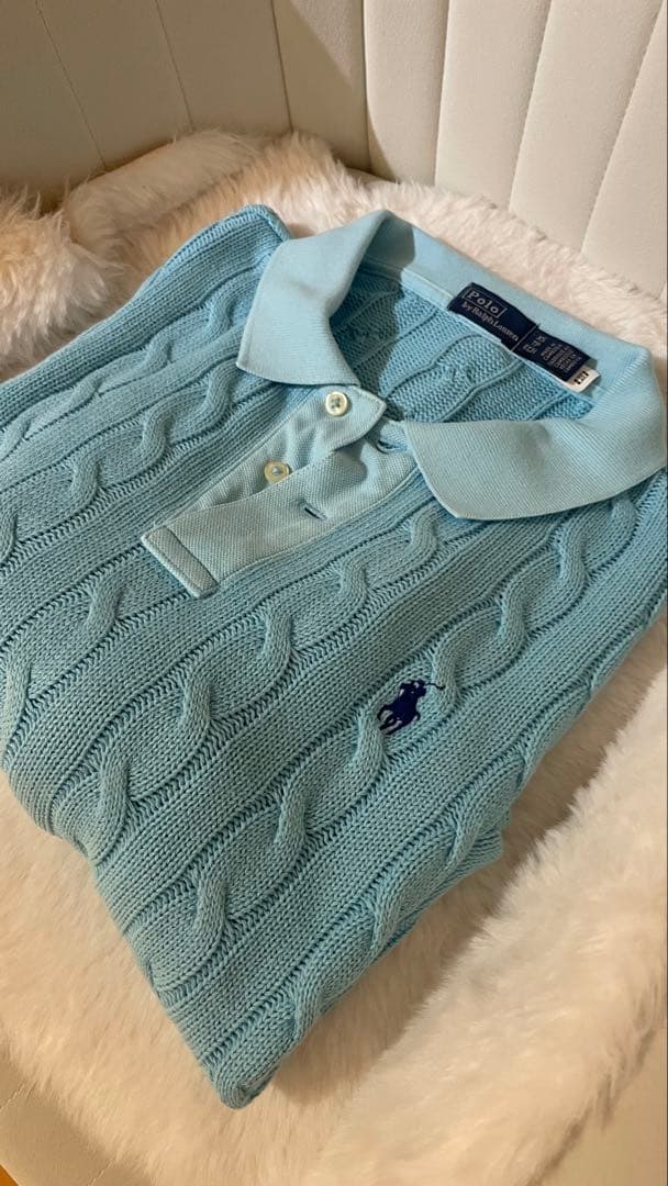 k*3様 【レア】Polo by RL ケーブルコットンロングスリーブポロシャツ