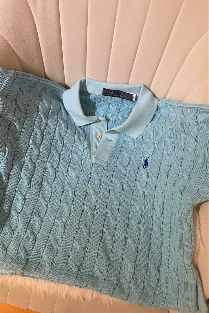 k*3様 【レア】Polo by RL ケーブルコットンロングスリーブポロシャツ