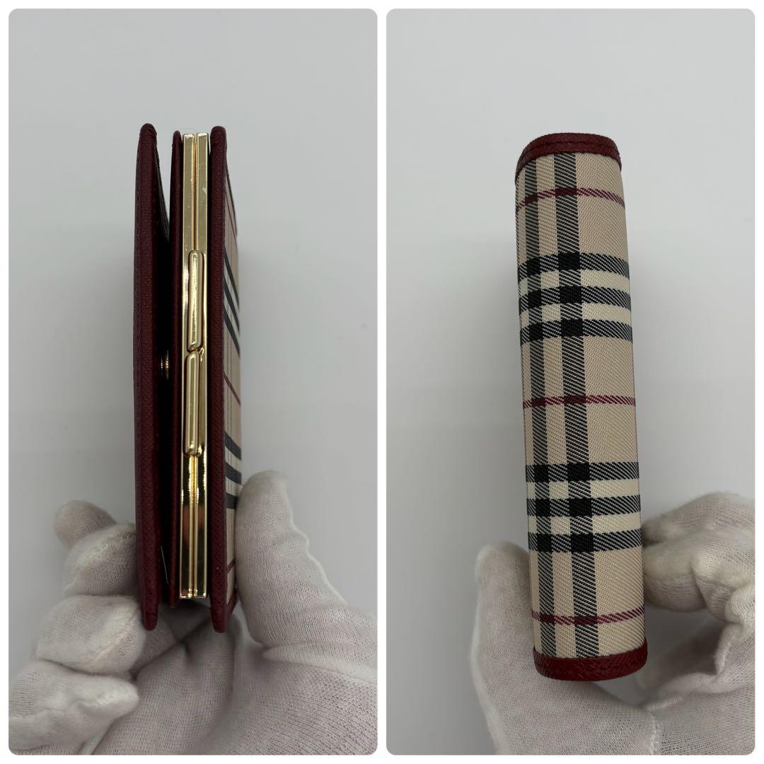 未使用級　バーバリー　ノバチェック　がま口財布　二つ折り財布