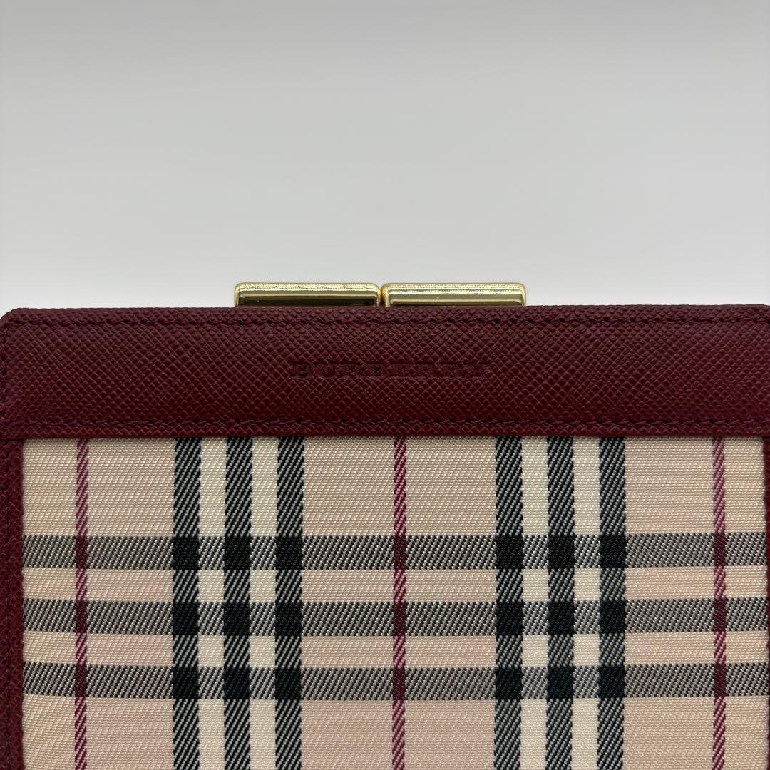 未使用級　バーバリー　ノバチェック　がま口財布　二つ折り財布