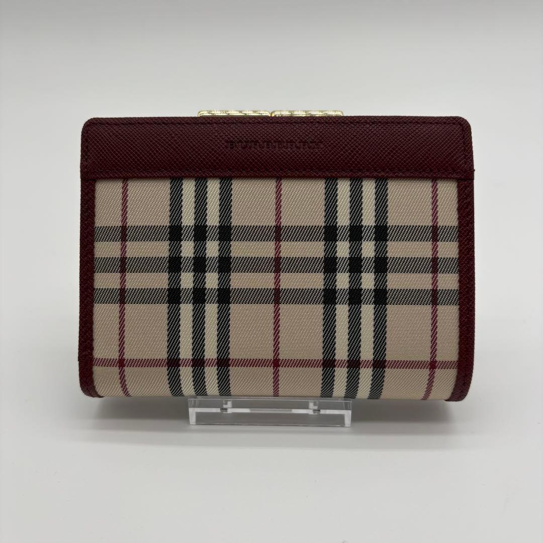 未使用級　バーバリー　ノバチェック　がま口財布　二つ折り財布