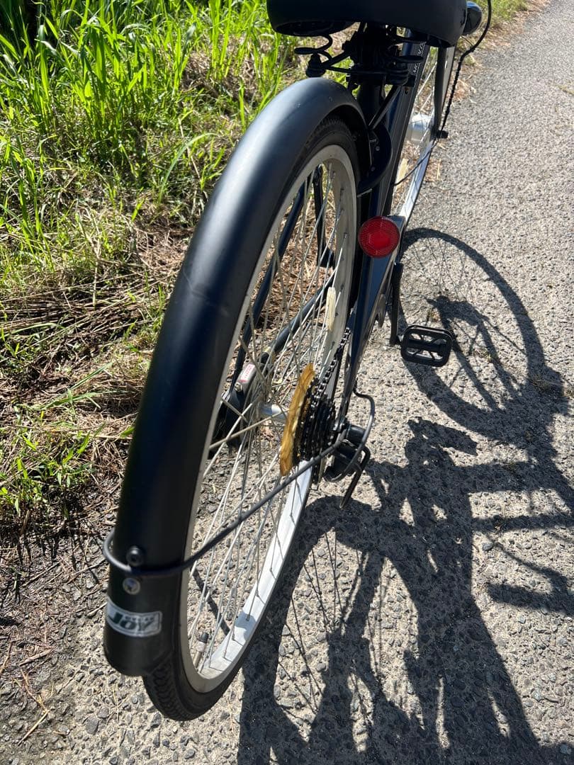 名古屋市内お届け無料黒いシティバイク 前カゴ・ライト付き26インチ