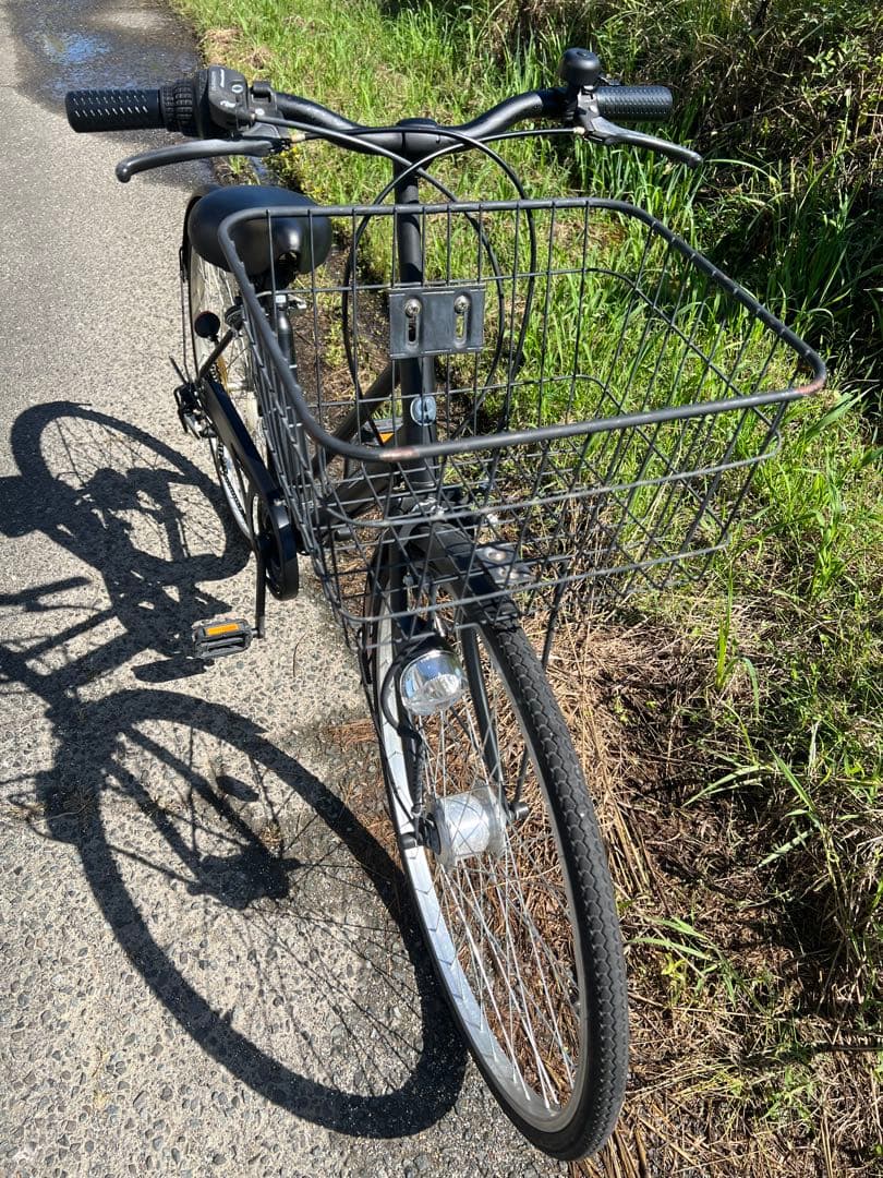 名古屋市内お届け無料黒いシティバイク 前カゴ・ライト付き26インチ