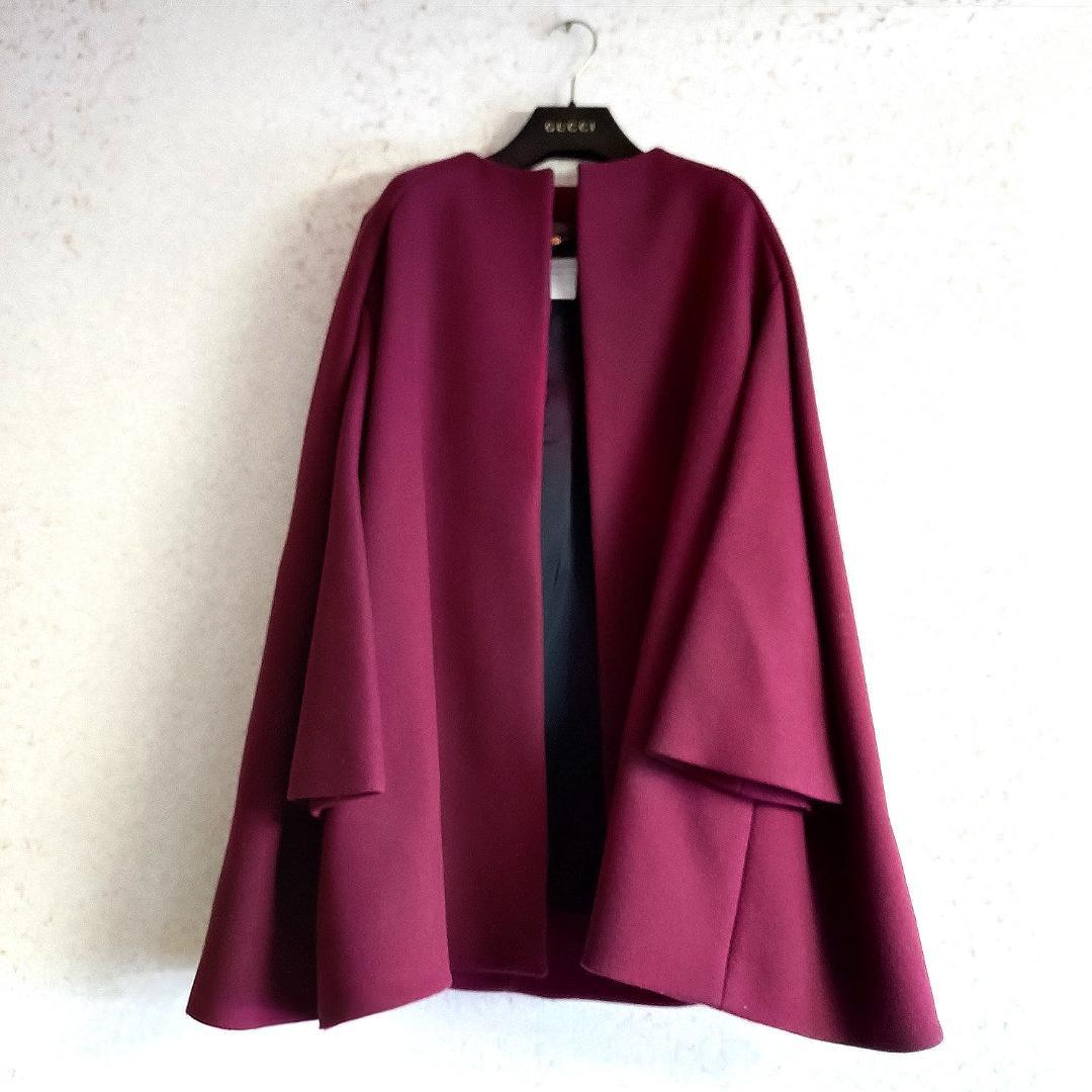 【GUCCI 】ケープコート◆ポンチョ◆バーガンディ・ワインレッド◆美品