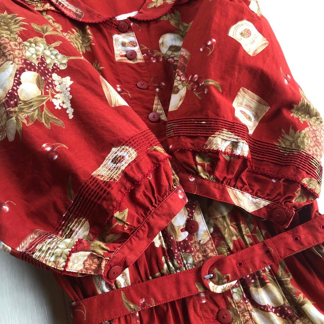 カネコイサオ フルーツバスケット チェリー ピンタック たくし上げ ワンピース