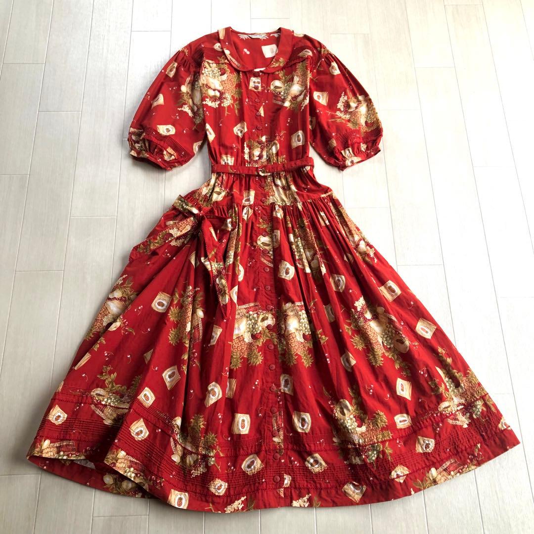 カネコイサオ フルーツバスケット チェリー ピンタック たくし上げ ワンピース