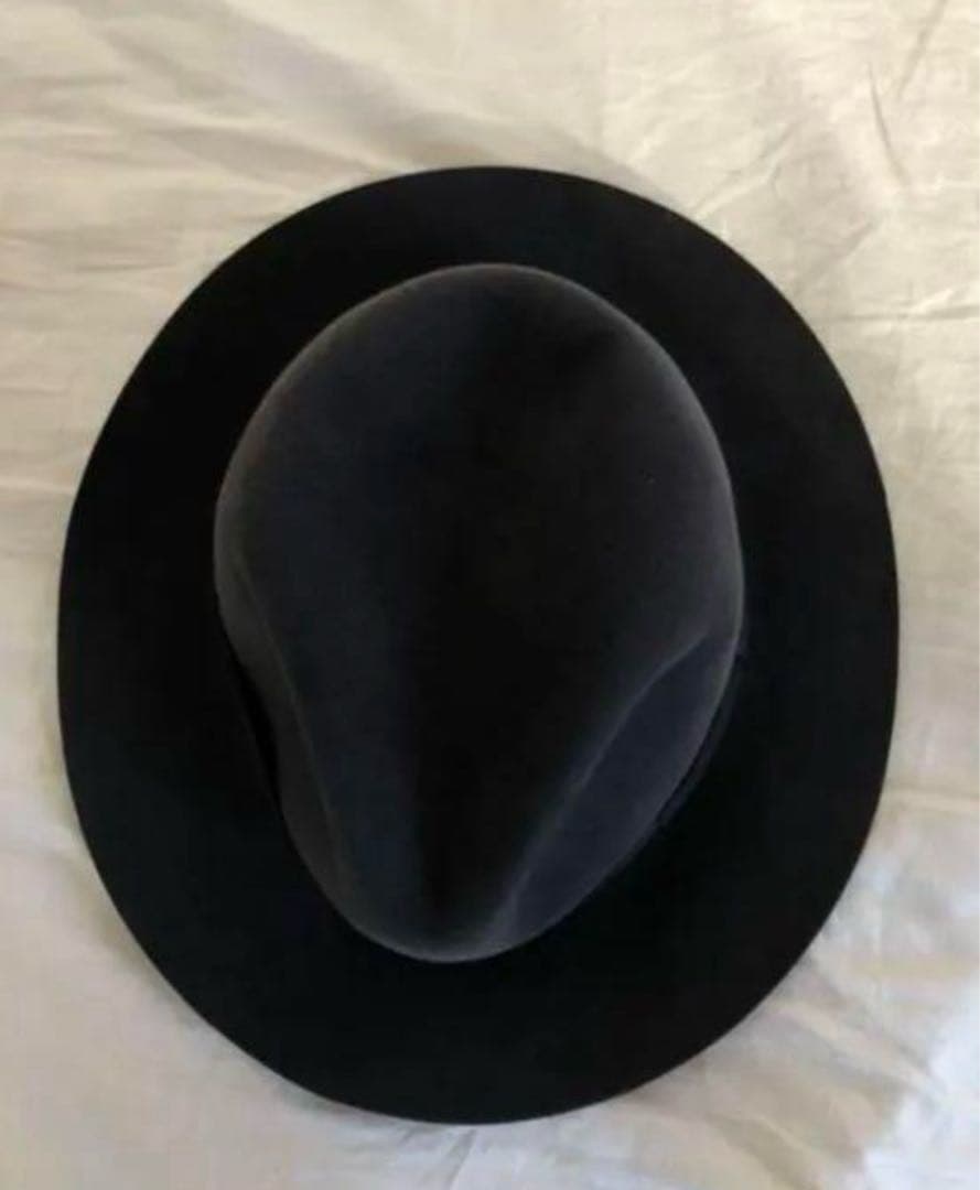 yohjiyamamoto ヨウジヤマモトダークグレー ウールハットリボン付き