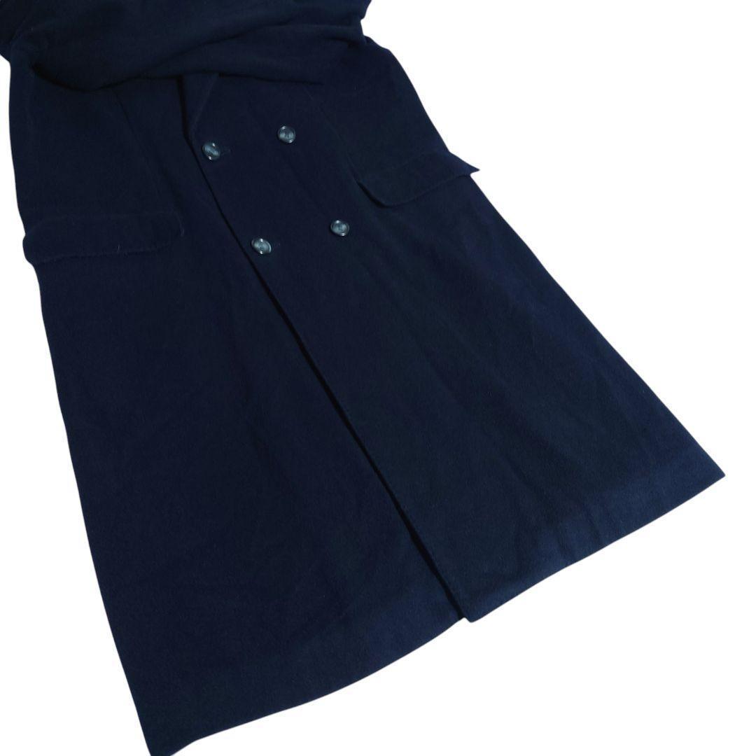 着丈110 カシミヤ混 チェスターコート ダブル 紺 日本製 ロング丈