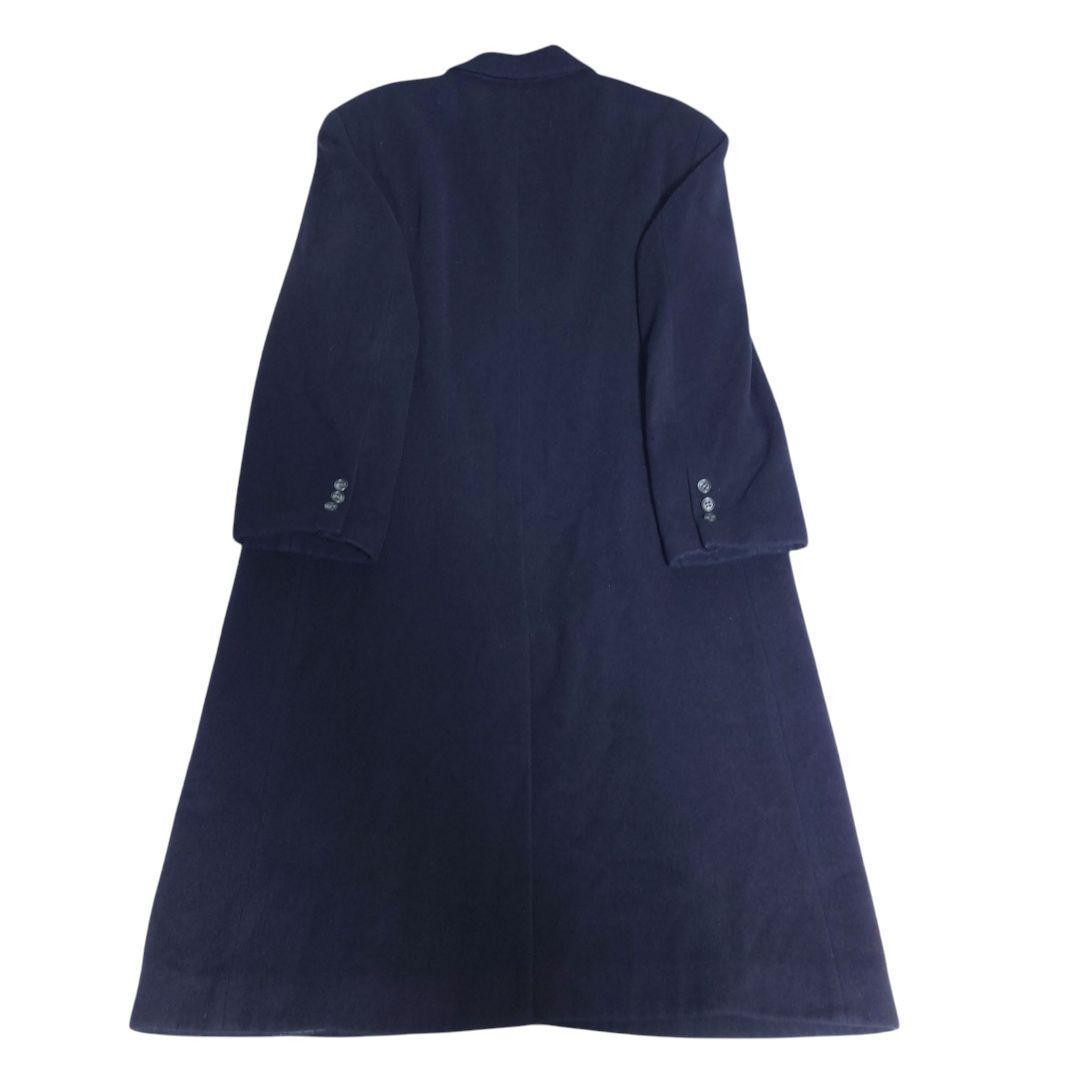 着丈110 カシミヤ混 チェスターコート ダブル 紺 日本製 ロング丈
