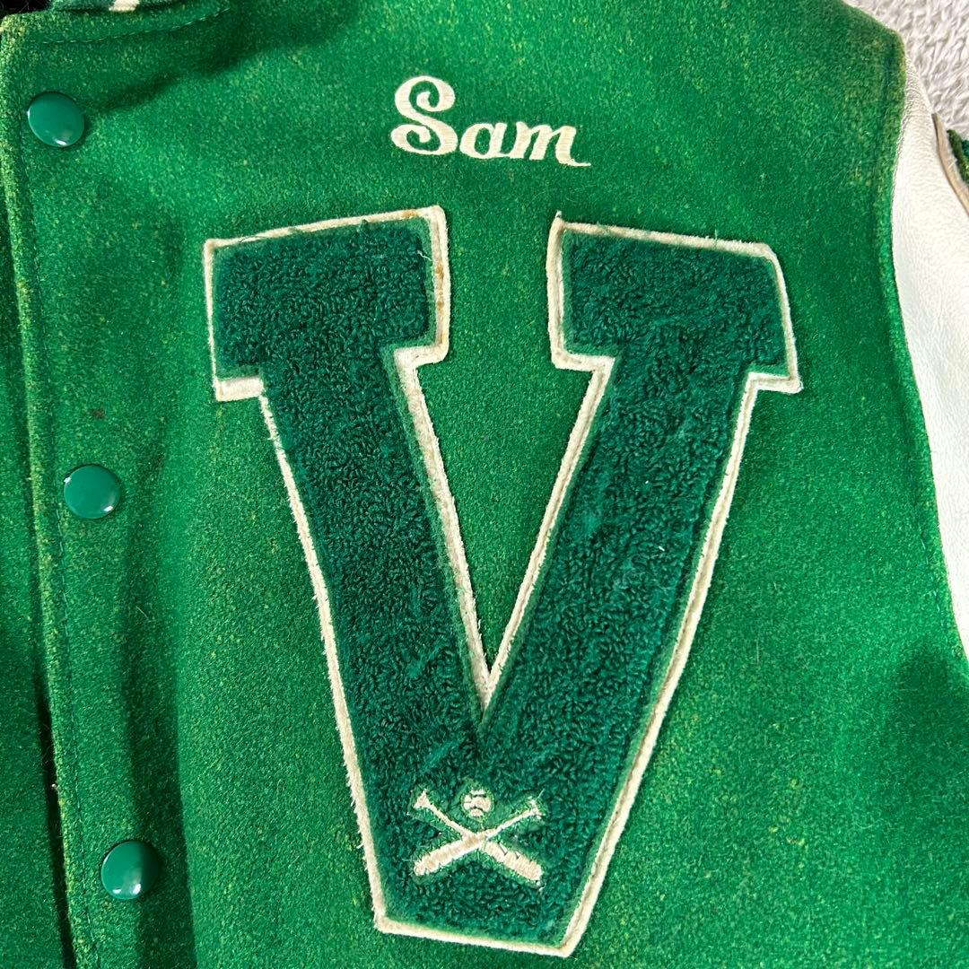 70s 80s ヴィンテージDeLONG デロング スタジャン レザー切替　46