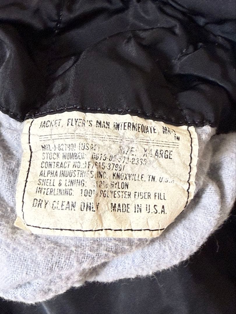 80sUSA製ALPHAアルファMA-1 フライトジャケットXLブラック