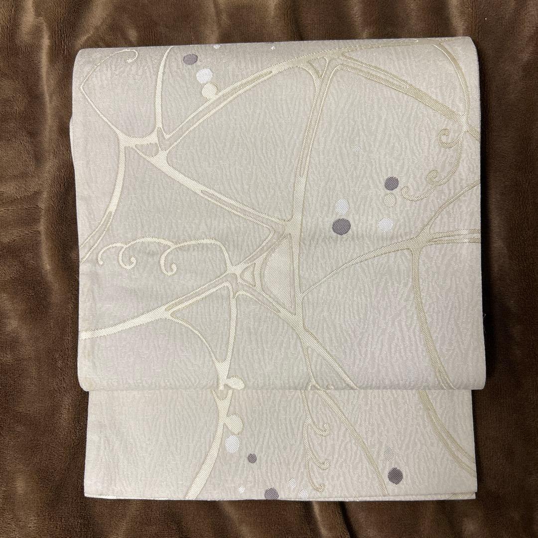 袋帯 洒落袋帯 西陣織 六通 アイボリー