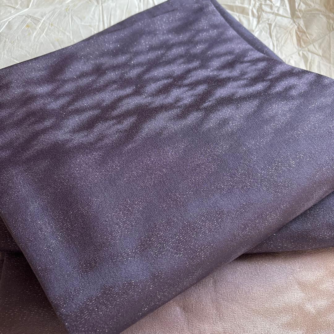 月兎奈緒様 薄古代紫　正絹袋帯　薄ピンクとオフホワイト満開桜刺繍　美品