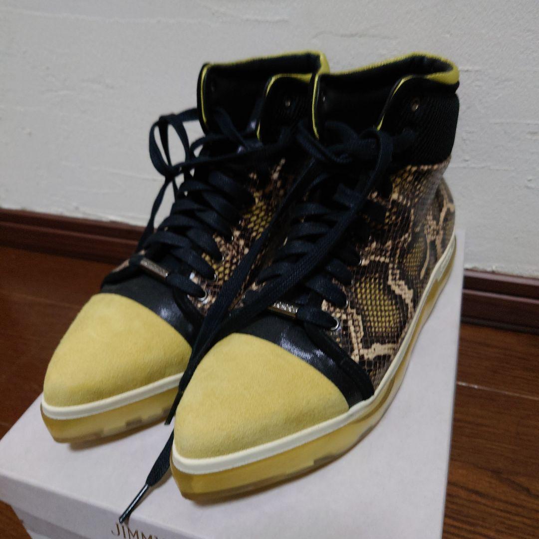 JIMMY CHOO スネーク柄 ハイカットスニーカー
