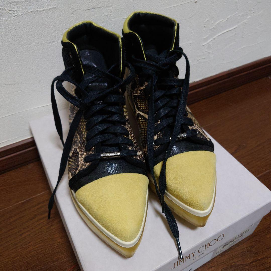 JIMMY CHOO スネーク柄 ハイカットスニーカー