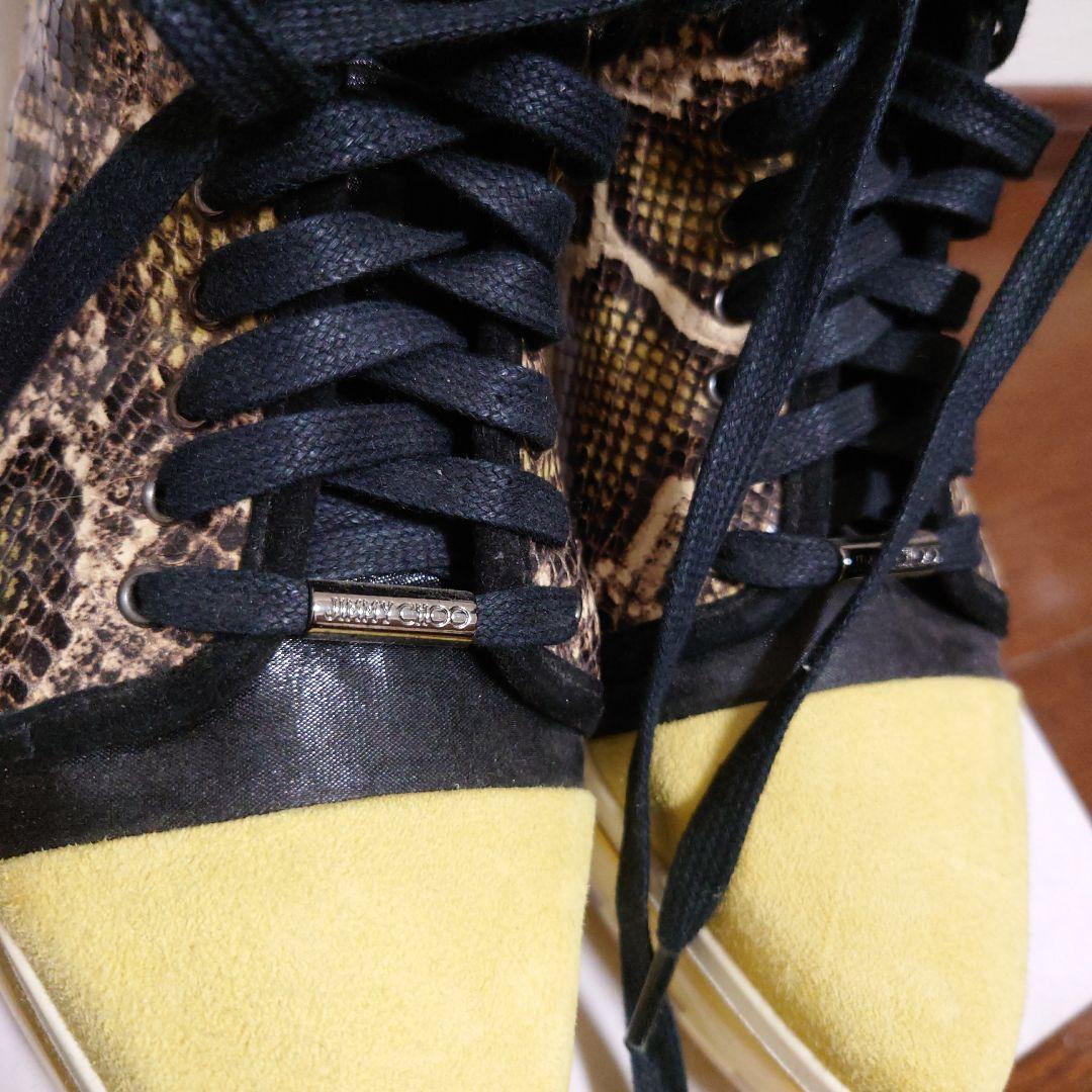 JIMMY CHOO スネーク柄 ハイカットスニーカー