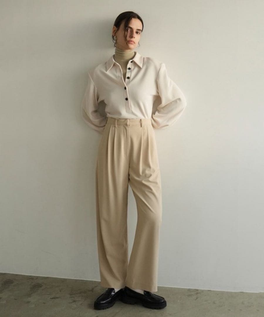 clane POWER SHOULDER POLO アイボリー 1