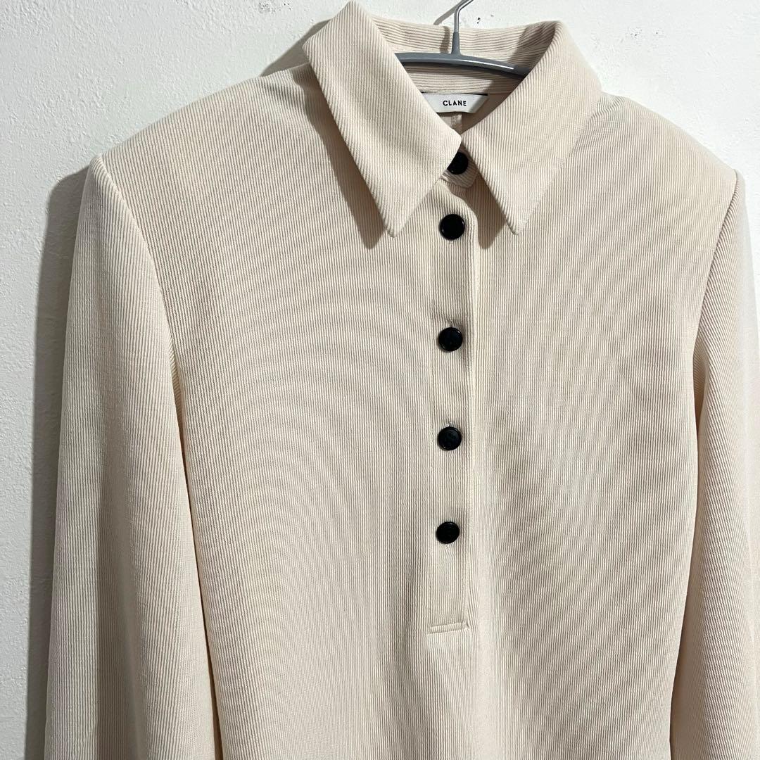 clane POWER SHOULDER POLO アイボリー 1