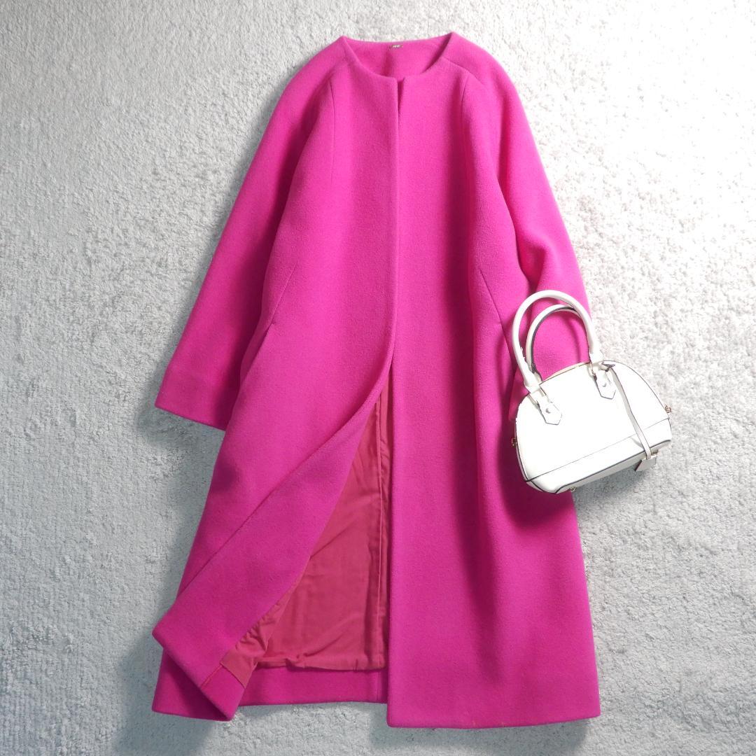 ミラオーウェン イタリア製生地使用 ノーカラー ドルマン ロング コート 0