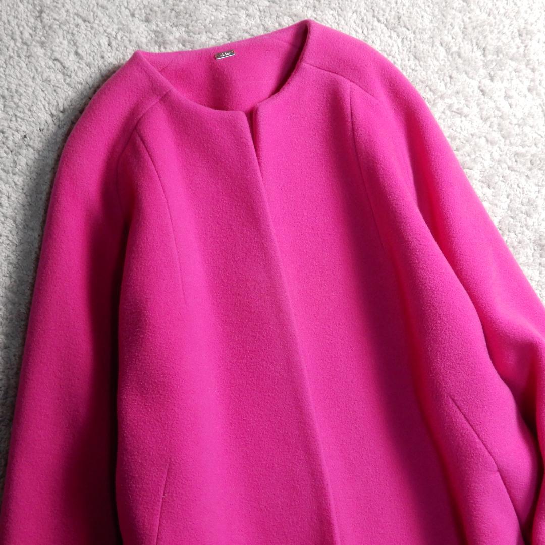 ミラオーウェン イタリア製生地使用 ノーカラー ドルマン ロング コート 0