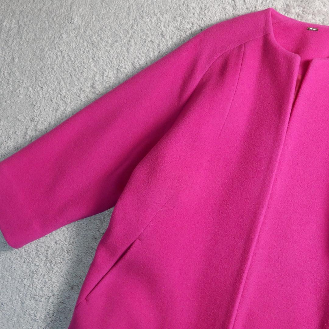 ミラオーウェン イタリア製生地使用 ノーカラー ドルマン ロング コート 0