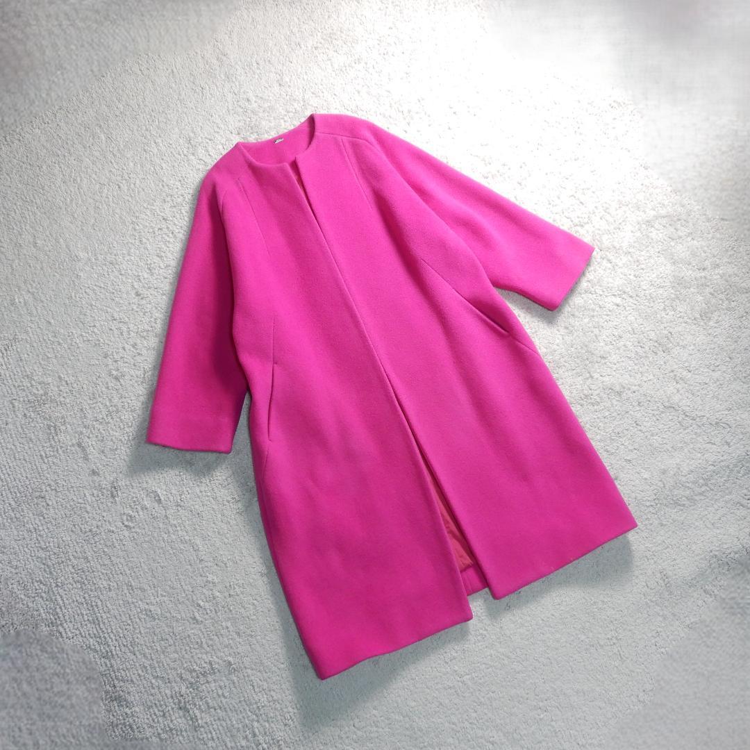 ミラオーウェン イタリア製生地使用 ノーカラー ドルマン ロング コート 0