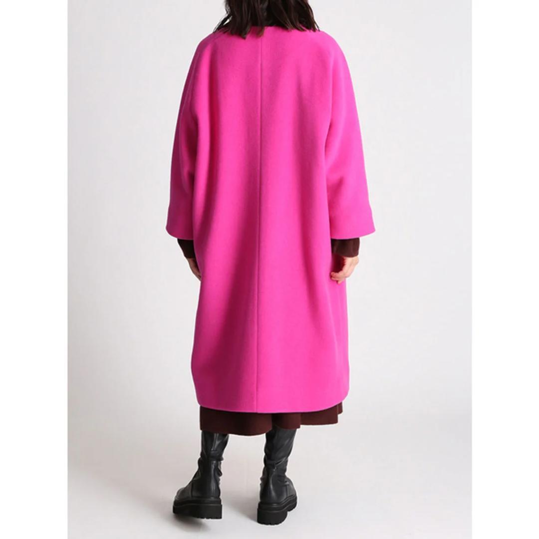 ミラオーウェン イタリア製生地使用 ノーカラー ドルマン ロング コート 0