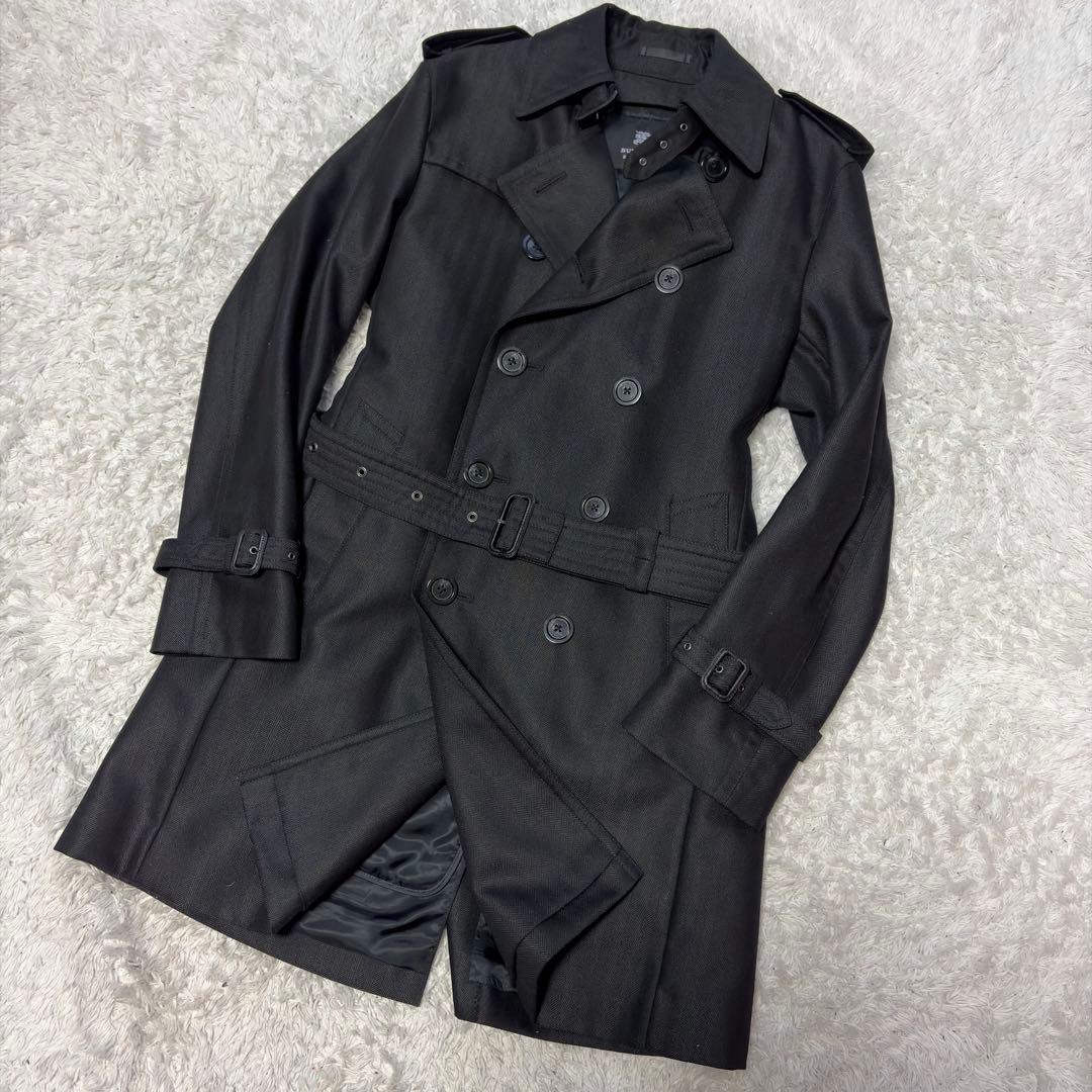 未使用品✨バーバリーブラックレーベル✨トレンチコート ヘリンボーン 黒 M