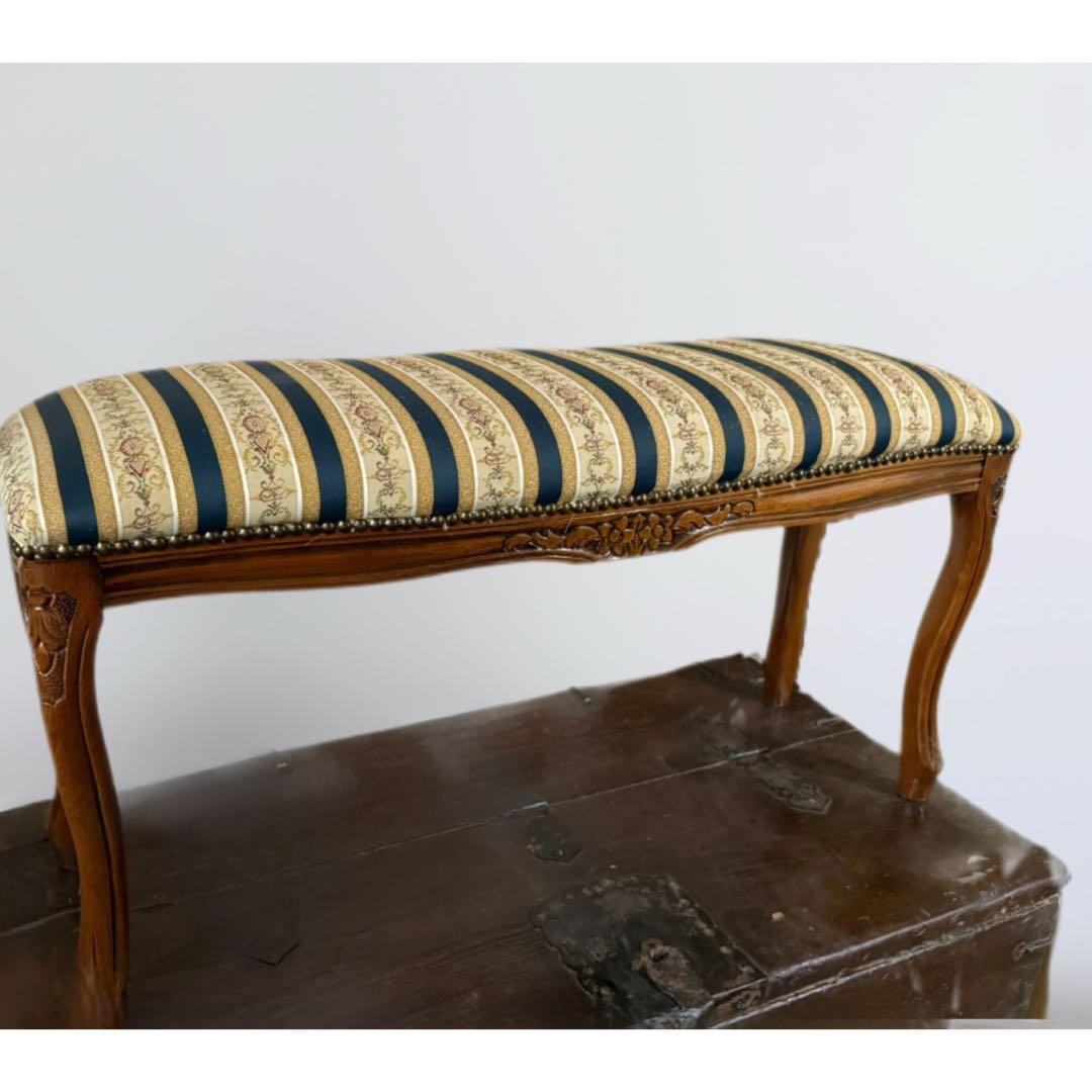 【イタリア製】猫脚オットマン・スツール、ベンチ、長椅子、腰掛け◆アンティーク調