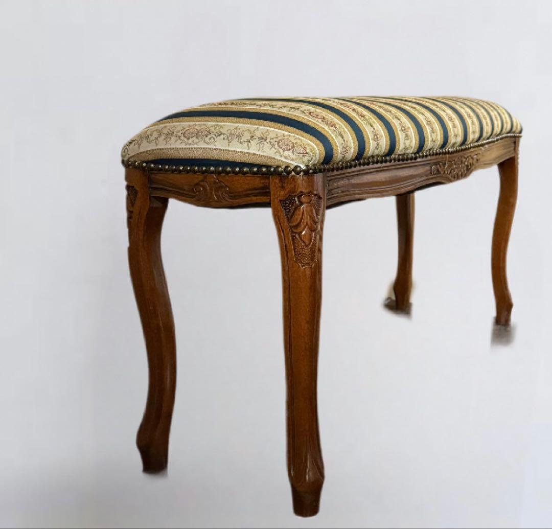 【イタリア製】猫脚オットマン・スツール、ベンチ、長椅子、腰掛け◆アンティーク調