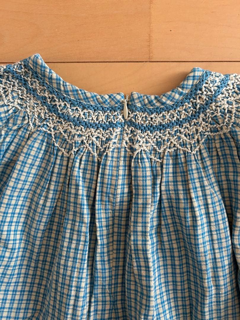 専用ページ⭐︎Apolina 刺繍入り青チェックワンピース 5-7y