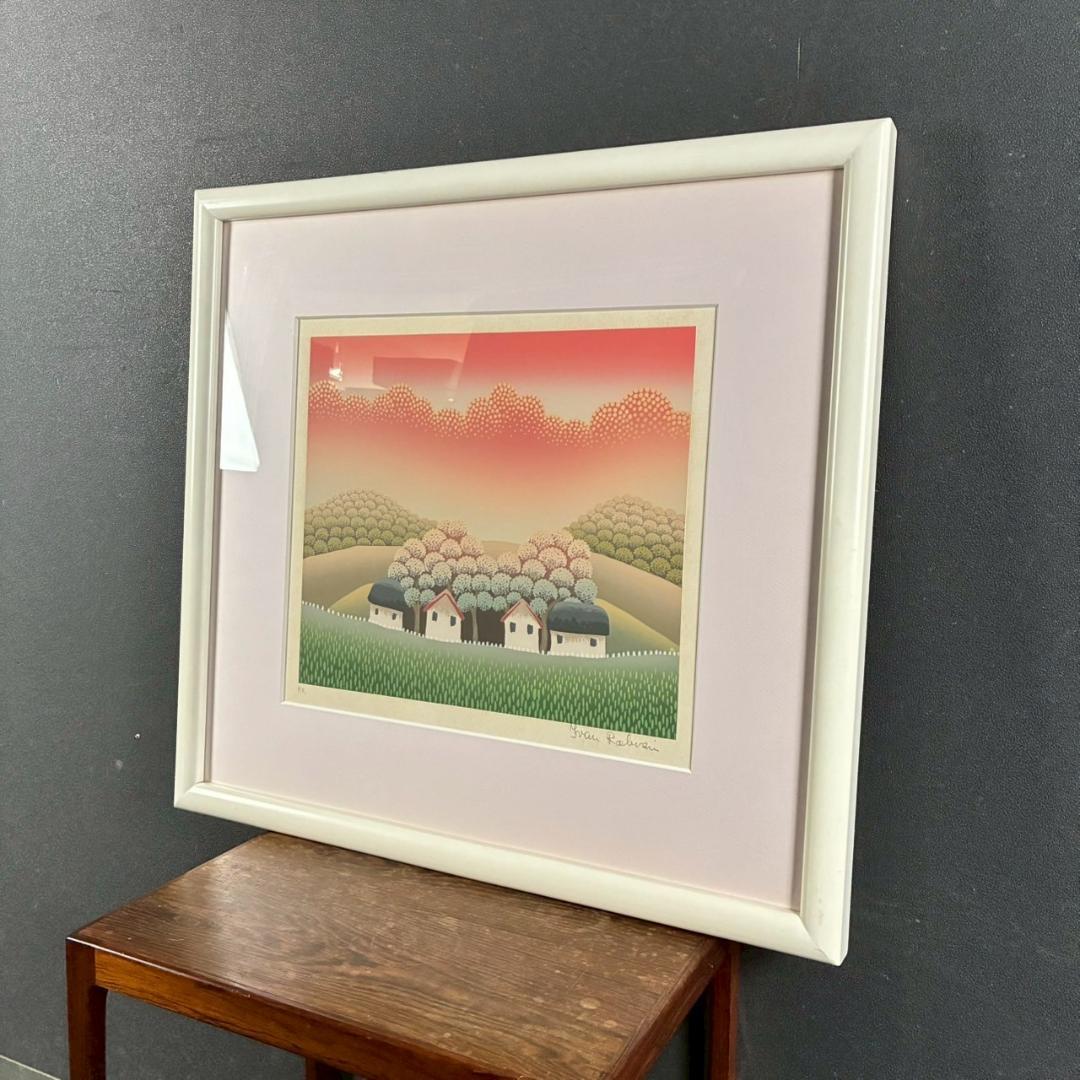 美品 イワン・ラブジン「日暮れ」シルクスクリーン 直筆サイン入り 額縁入り