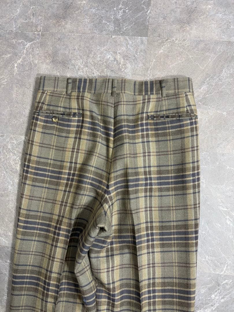 パンツ 90s Vintage wide check slacks wool gray