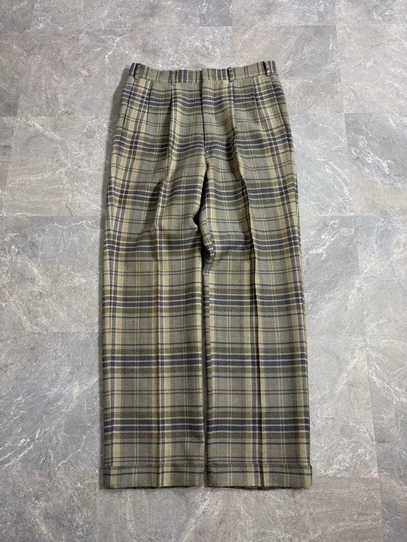 パンツ 90s Vintage wide check slacks wool gray