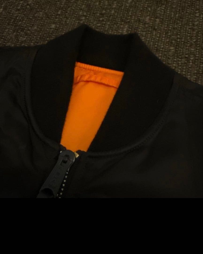 ALPHA アルファ　MA-1 ブラックジャケット オレンジ裏地　MA1