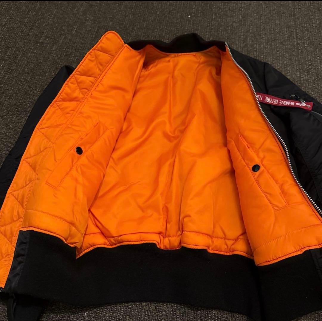 ALPHA アルファ　MA-1 ブラックジャケット オレンジ裏地　MA1