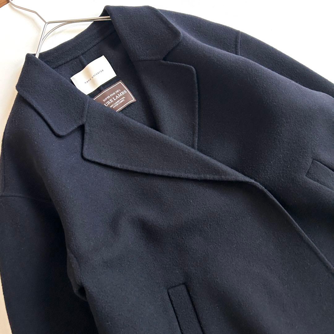 タグ有✨nano universe PURE LAMBS リバーロングコート 紺